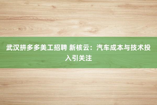 武汉拼多多美工招聘 新核云：汽车成本与技术投入引关注