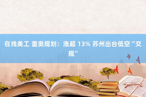 在线美工 蕾奥规划：涨超 13% 苏州出台低空“交规”